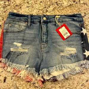 American flag jean shorts